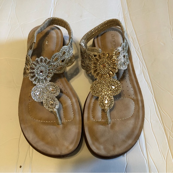Annie Comfort Shoes Annie Comfort Sandals Size 7w Rhine Stones Nwob
